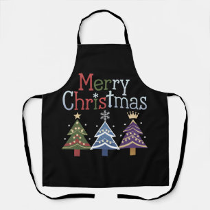 Merry Christmas Cross Xmas Tree Retro Apron