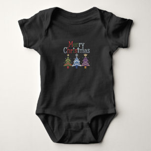 Merry Christmas Cross Xmas Tree Retro Baby Bodysuit