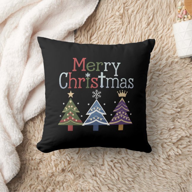 Merry Christmas Cross Xmas Tree Retro Cushion (Blanket)