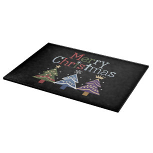 Merry Christmas Cross Xmas Tree Retro Cutting Board