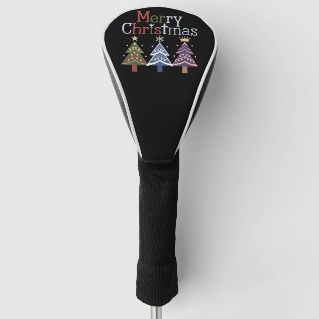 Merry Christmas Cross Xmas Tree Retro Golf Head Cover (Front)