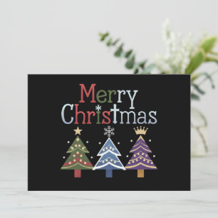 Merry Christmas Cross Xmas Tree Retro Holiday Card