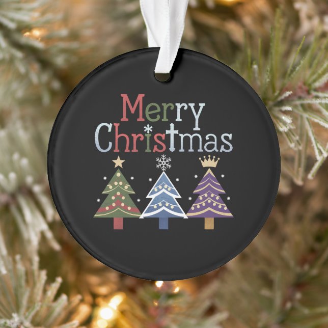 Merry Christmas Cross Xmas Tree Retro Ornament (Tree)