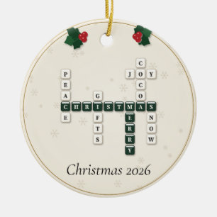 Merry Christmas Crossword Letter Tiles Year Ceramic Tree Decoration