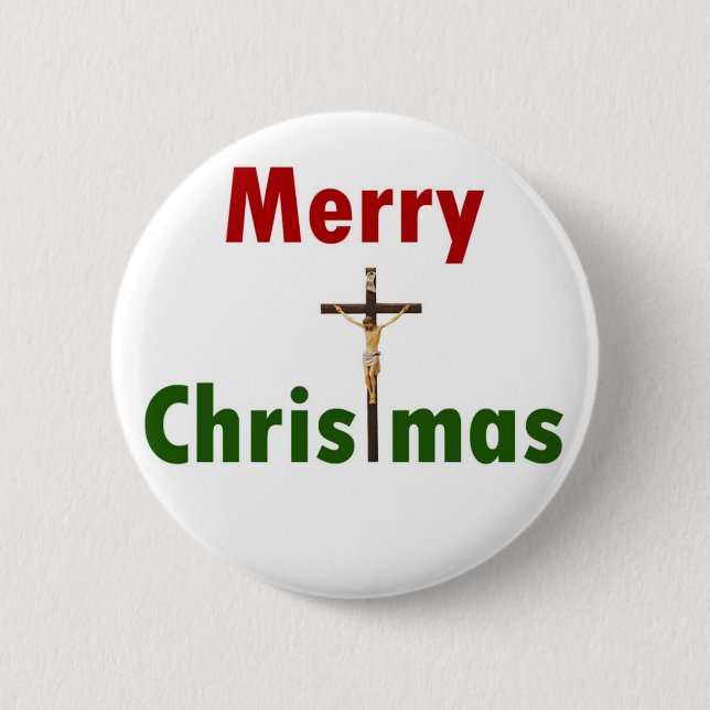 Merry Christmas Crucifix 6 Cm Round Badge (Front)