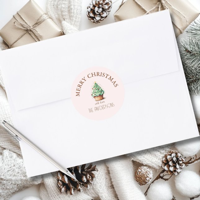 Merry Christmas! Cupcake-Christmas-Tree Classic Round Sticker (Creator Uploaded)