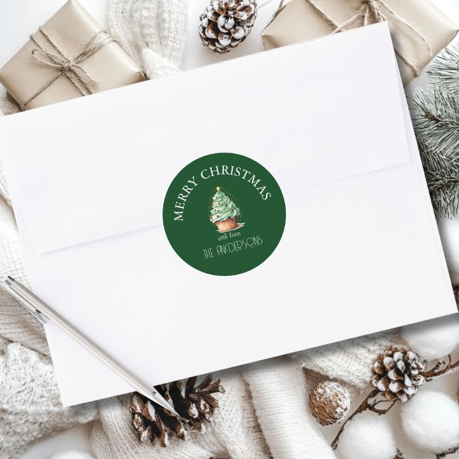 Merry Christmas! Cupcake-Christmas-Tree Classic Round Sticker (Creator Uploaded)