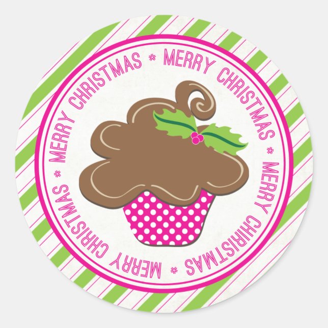 Merry Christmas Cupcake Stickers (Front)