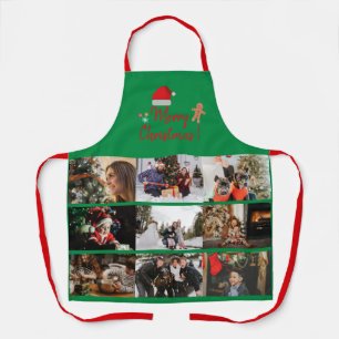 Merry Christmas Custom 9 Photo Collage Holiday Ap Apron