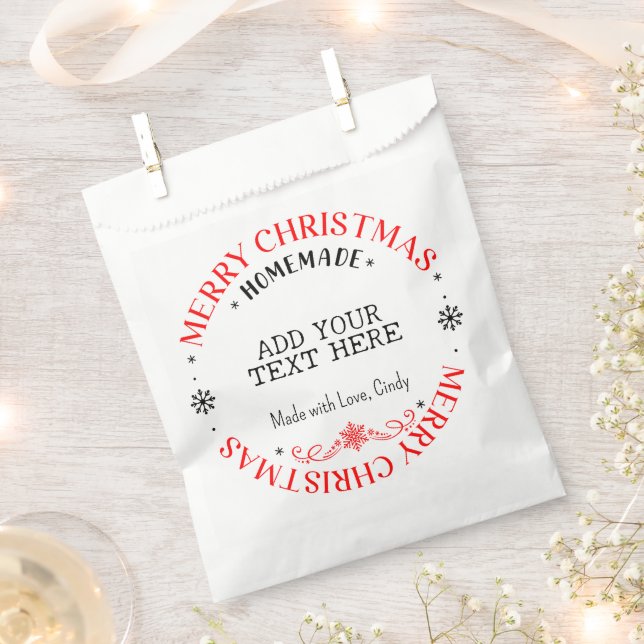 Merry Christmas Custom Add Text Homemade Treat   Favour Bags (Clipped)