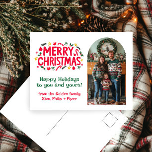 MERRY CHRISTMAS CUSTOM Arch PHOTO Xmas  Holiday Postcard