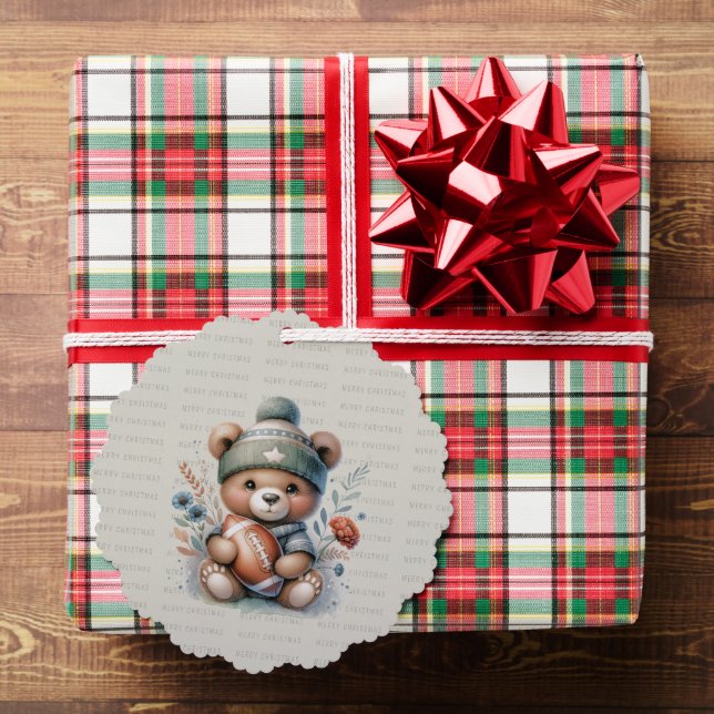 Merry Christmas Custom Bear with Photo  Tree Decoration Card (Insitu (Gift))