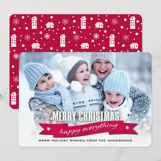Merry Christmas. Custom Christmas Photo Cards (Front/Back)
