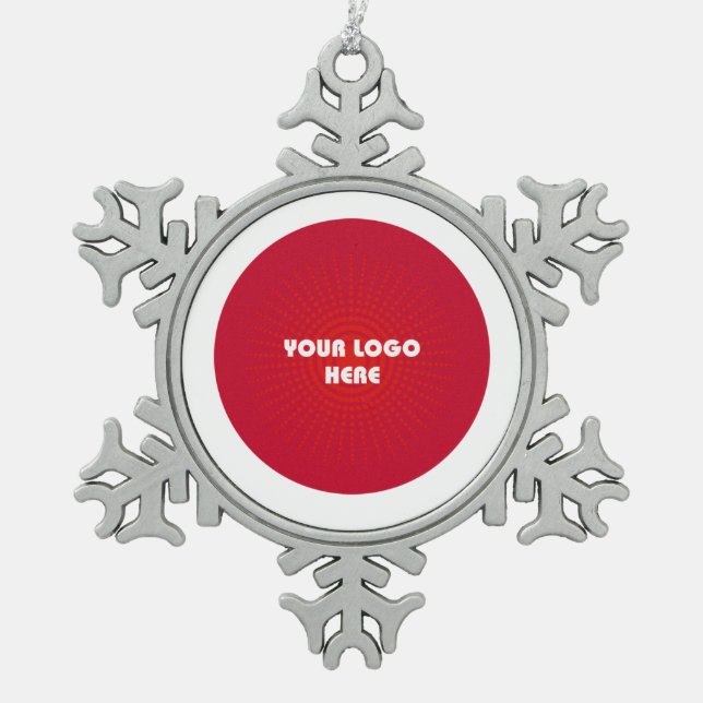 Merry Christmas. Custom Company Logo Snowflake  Snowflake Pewter Christmas Ornament (Front)