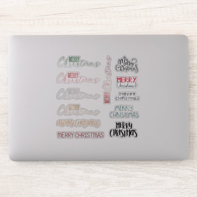 Merry Christmas Custom-Cut Vinyl Stickers (Computer)