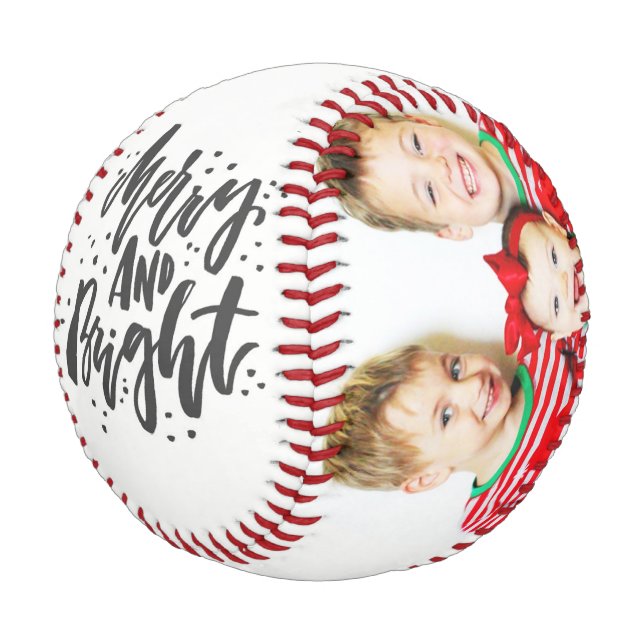 Merry Christmas Custom Family Photos Baseball (Angled)