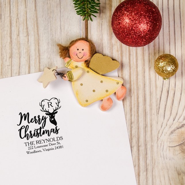  Merry Christmas, Custom Family Return Address  Rubber Stamp (Creator Uploaded)