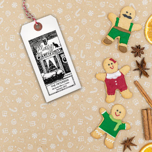 Merry Christmas Custom Family Return Address, Rubber Stamp