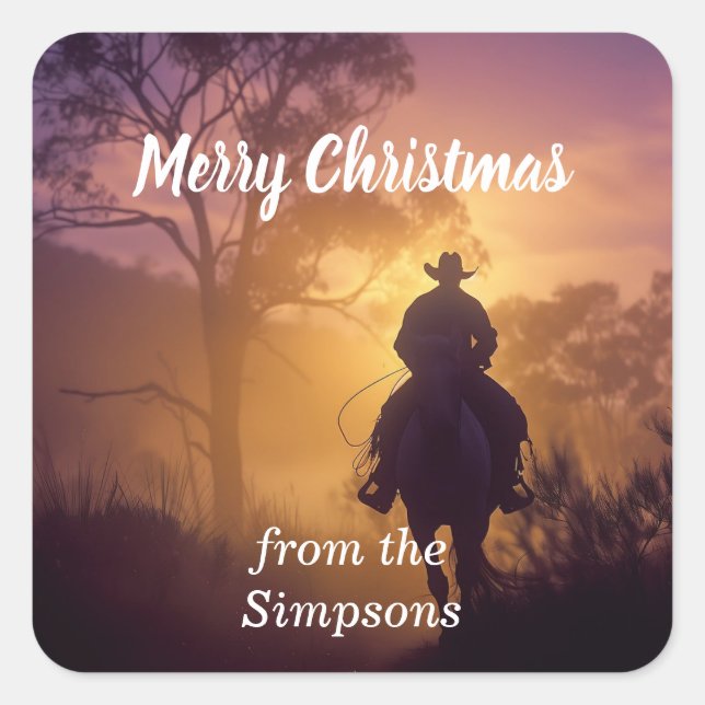Merry Christmas Custom From the Name Horse Square Sticker (Front)