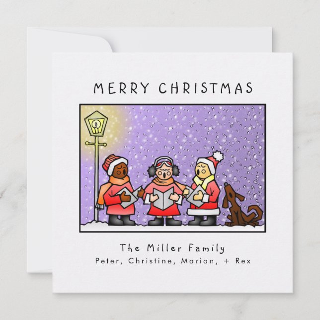 "Merry Christmas" Custom Funny Carolers Holiday Card (Front)