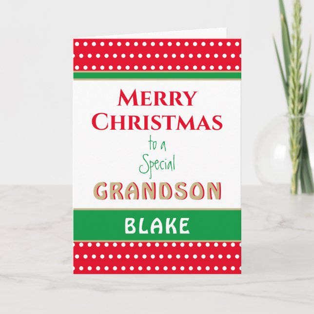 Merry Christmas Custom Grandson card (Front)