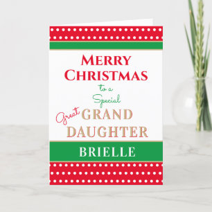 Merry Christmas Custom Great Granddaughter card
