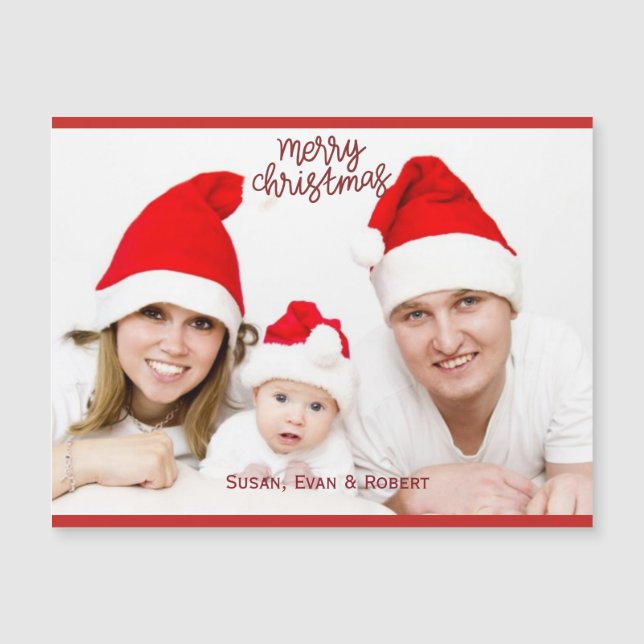 Merry Christmas Custom Horizontal Photo with Names (Front)
