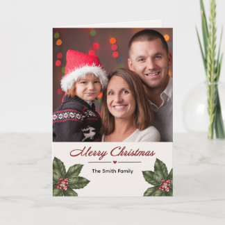 Merry Christmas Custom Insert Your Photo Holiday Card