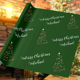 Merry Christmas Custom Name Elegant Personalised Wrapping Paper