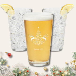 Merry Christmas Custom Name for Corporate Team Glass