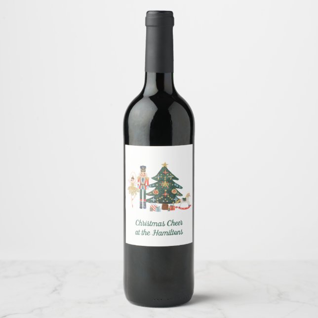 Merry Christmas Custom Nutcracker Wine Label (Front)