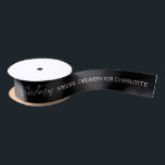 Merry Christmas Custom Personalised Name Script Satin Ribbon<br><div class="desc">Merry Christmas Custom Personalised Name Script Black Ribbon features the text "Merry Christmas" in modern hand written calligraphy script with your personalised wishes. Perfect for Christmas holiday gift wrapping. Designed by ©Evco Holidays www.zazzle.com/store/evcoholidays</div>