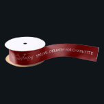 Merry Christmas Custom Personalised Name Script Satin Ribbon<br><div class="desc">Merry Christmas Custom Personalised Name Script Red Ribbon features the text "Merry Christmas" in modern hand written calligraphy script with your personalised wishes. Perfect for Christmas holiday gift wrapping. Designed by ©Evco Holidays www.zazzle.com/store/evcoholidays</div>