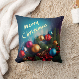 Merry Christmas Custom Personalize Text Cushion