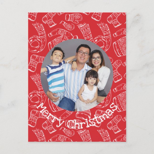 Merry Christmas Custom Photo and Text Holiday   Postcard (Front)