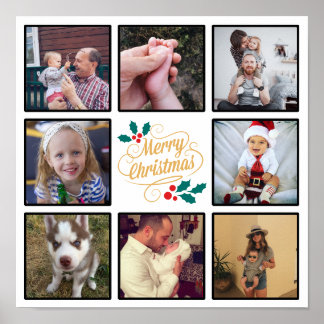 Merry Christmas Custom Photo Collage Poster