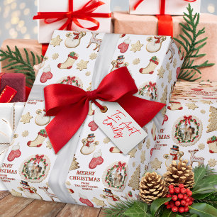 Merry Christmas Custom Photo & From Name Cookie Wrapping Paper