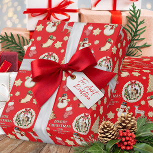 Merry Christmas Custom Photo & From Name Cookie Wrapping Paper