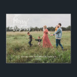 Merry Christmas custom photo holidays Holiday Postcard<br><div class="desc">Merry Christmas custom 2 photos holiday postcard</div>