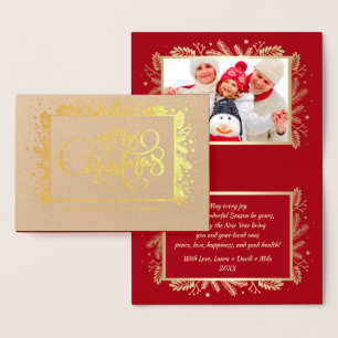 Merry Christmas. Custom Photo Luxury Real Foil Card