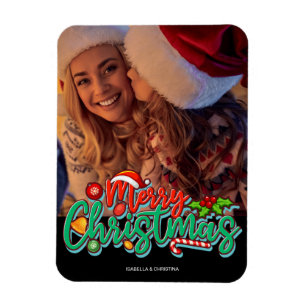 Merry Christmas Custom Photo Magnet