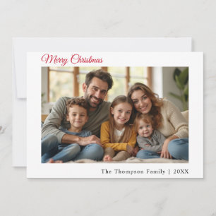 Merry Christmas Custom Photo Minimalist Holiday Card