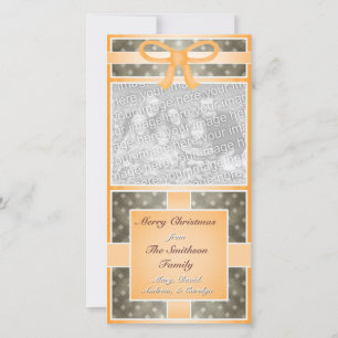 Merry Christmas Custom Photo Orange Brown Holiday Card
