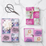 Merry Christmas Custom Photo Pink Set of 3 Wrapping Paper Sheet<br><div class="desc">Photo wrapping paper - 3 designs in the set and you can customise each sheet with either the same or different photos. You can choose whether to personalise your gift wrap with pictures of who the gift is for or, who the gift is from; whichever you prefer. Each sheet is...</div>