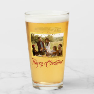 Merry Christmas Custom Photo Pint Glass