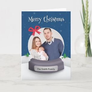 Merry Christmas Custom Photo Snow Globe  Holiday Card