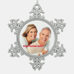 Merry Christmas. Custom Photo  Snowflake Pewter Christmas Ornament