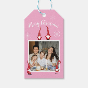 Merry Christmas Custom Photo with Funny Gnomes Gift Tags