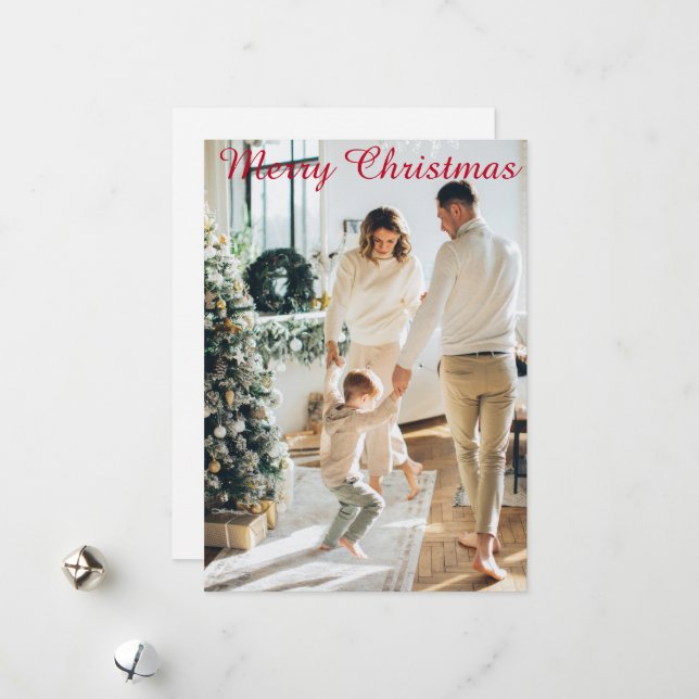 Merry Christmas custom picture Flat Holiday Card (Front/Back In Situ)