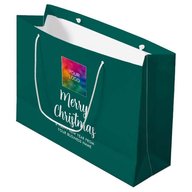 Merry Christmas Custom Promotional Logo Template Large Gift Bag (Front Angled)